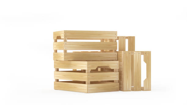 istock Heap of empty wooden boxes 1289353219