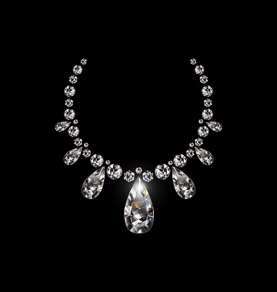 vector illustration black background and jewel diamond necklace