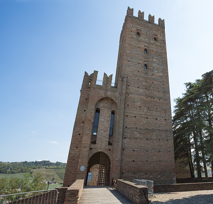 Castell'Arquato, Italy, Augut 25, 2020 - The castle of the medieval town of Castell'Arquato, Piacenza province, Emilia Romagna, Italy