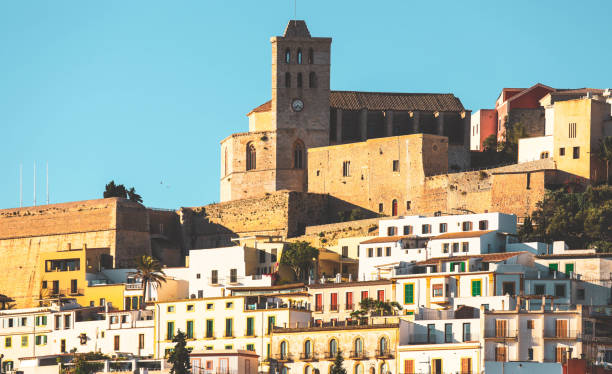 beautiful ibiza old town spain - ibiza town imagens e fotografias de stock