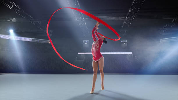 istock Rhythmic gymnast in professional arena. 1289366610
