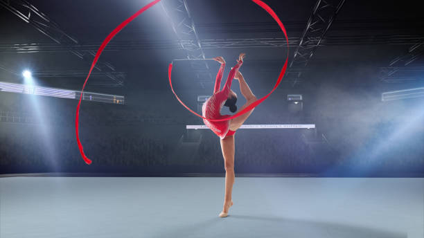 istock Rhythmic gymnast in professional arena. 1289366753