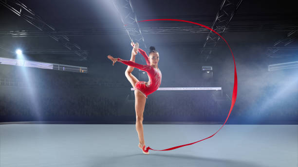 istock Rhythmic gymnast in professional arena. 1289366868