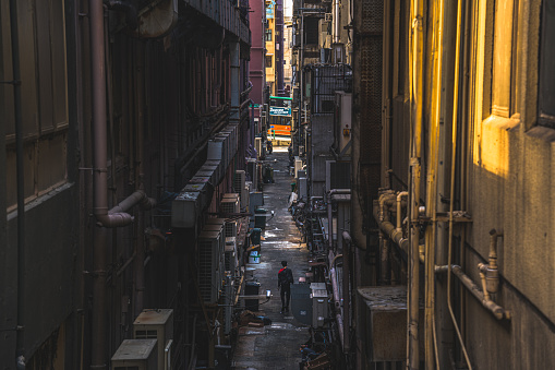 Back alley between apartments in residential area, Wanchai