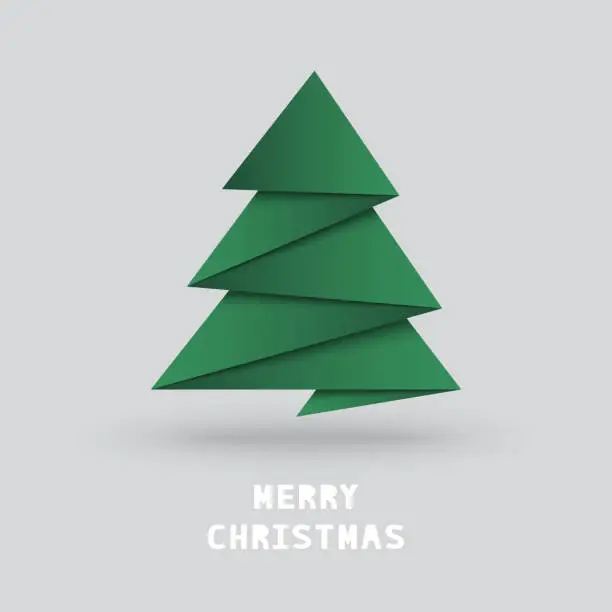 Vector illustration of Christmas tree with origami style