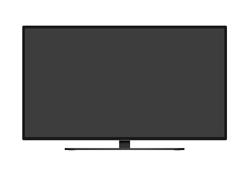 Illustration of a black TV with a blank screen. Isolated on white background - vector