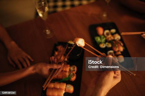 Nothing Like Dinner At Home Stock Photo - Download Image Now - Sushi, Eating, Couple - Relationship