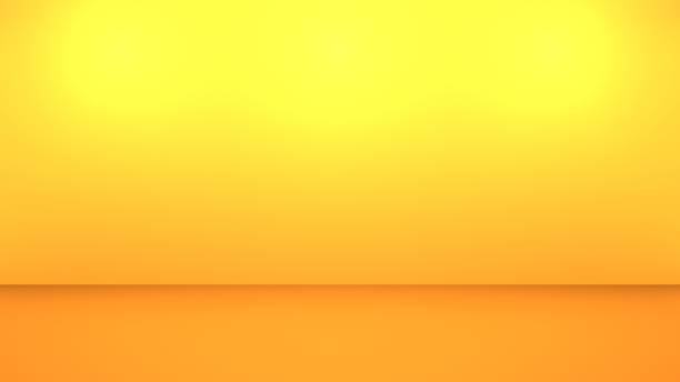 istock 3d rendering of empty yellow orange abstract minimal background. Scene for advertising design, cosmetic ads, showcase, showroom, banner, food, luxury, summer. Illustration. Product display. copy space 1289383265