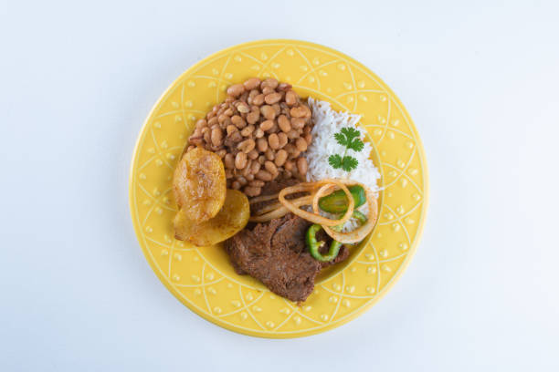 istock Brazilian lunch food dish with white background. 1289388737