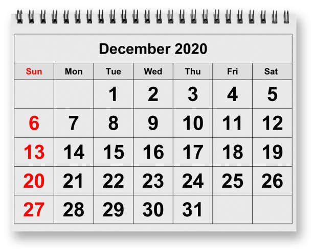 istock Monthly calendar - month December 2020 1289392724
