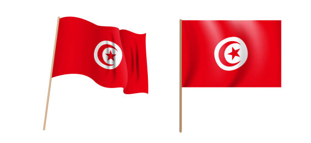 istock colorful naturalistic Tunisian Republic waving flag. Vector Illustration 1289393476