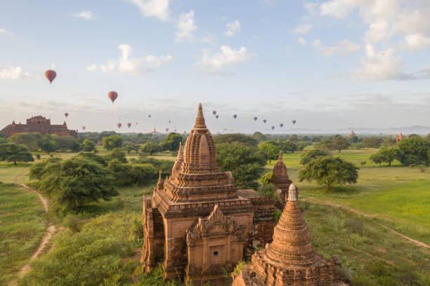 istock Hot air balloons over ancient temples in Bagan, Myanmar 1289394707
