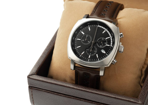 istock Mechanical watch isolated on white background, close up 1289396562