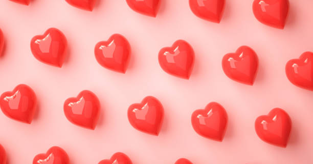 istock Heart love symbol 3D rendering pattern, Valentine`s Day concept poster, banner or background 1289399575
