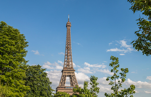Summer in Paris, a view of The Eiffel Tower from Trocadéro