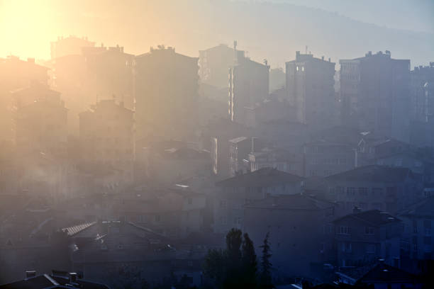 istock Environmental pollution concept of smog and cityscape 1289411149
