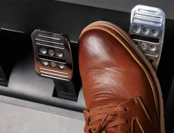 istock Push metal shiny car pedal 1289411767