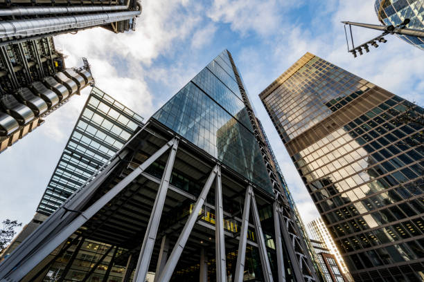 istock Low angle view of London financial district office buildings 1289417251