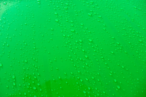 istock Close up raindrops on green color 1289420349