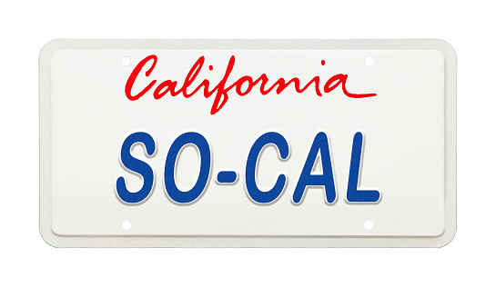 California License Plate with So Cal Printed on It.