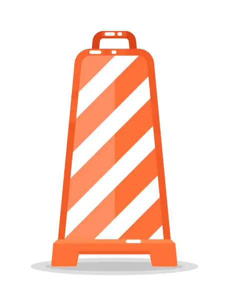 Vector illustration of Striped traffic cone border isolated on white