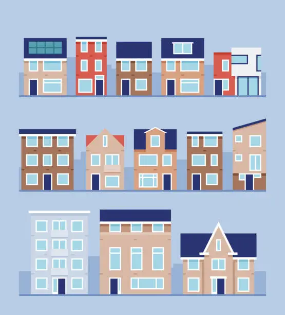 Vector illustration of A set of modern houses