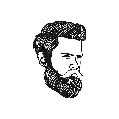 Hipster Man Design Awesome Hipster Man A Man With Circle Beard Logotype  Stock Illustration - Download Image Now - iStock