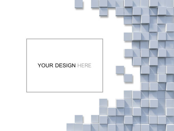 3d rendering image of a lot of cubic  alligned on the wall. Wall background. Background and text box mockup