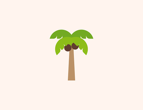 Palm Tree vector icon. Isolated Coconut, Date Palm Tree flat colored symbol - Vector
