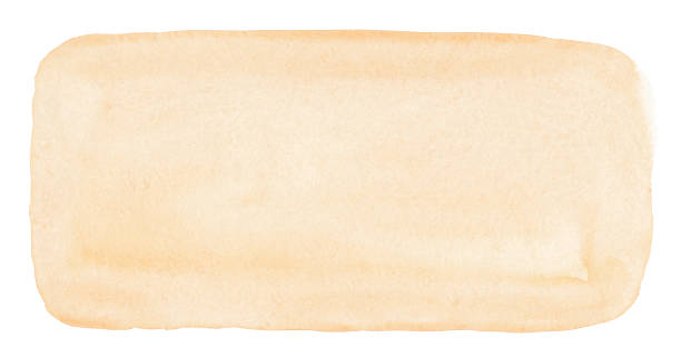 istock Watercolor peach color background with white frame and copy-space. Isolated light orange backdrop, stains on paper. 1289428313