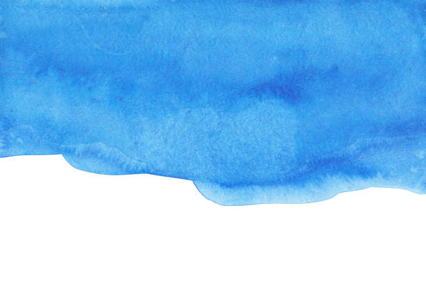 istock Watercolor deep blue background, isolated with space for text. Stains on paper. 1289428322