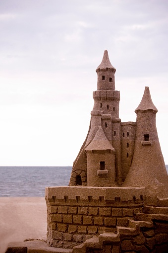 Castles of sand on the beach in Viareggio