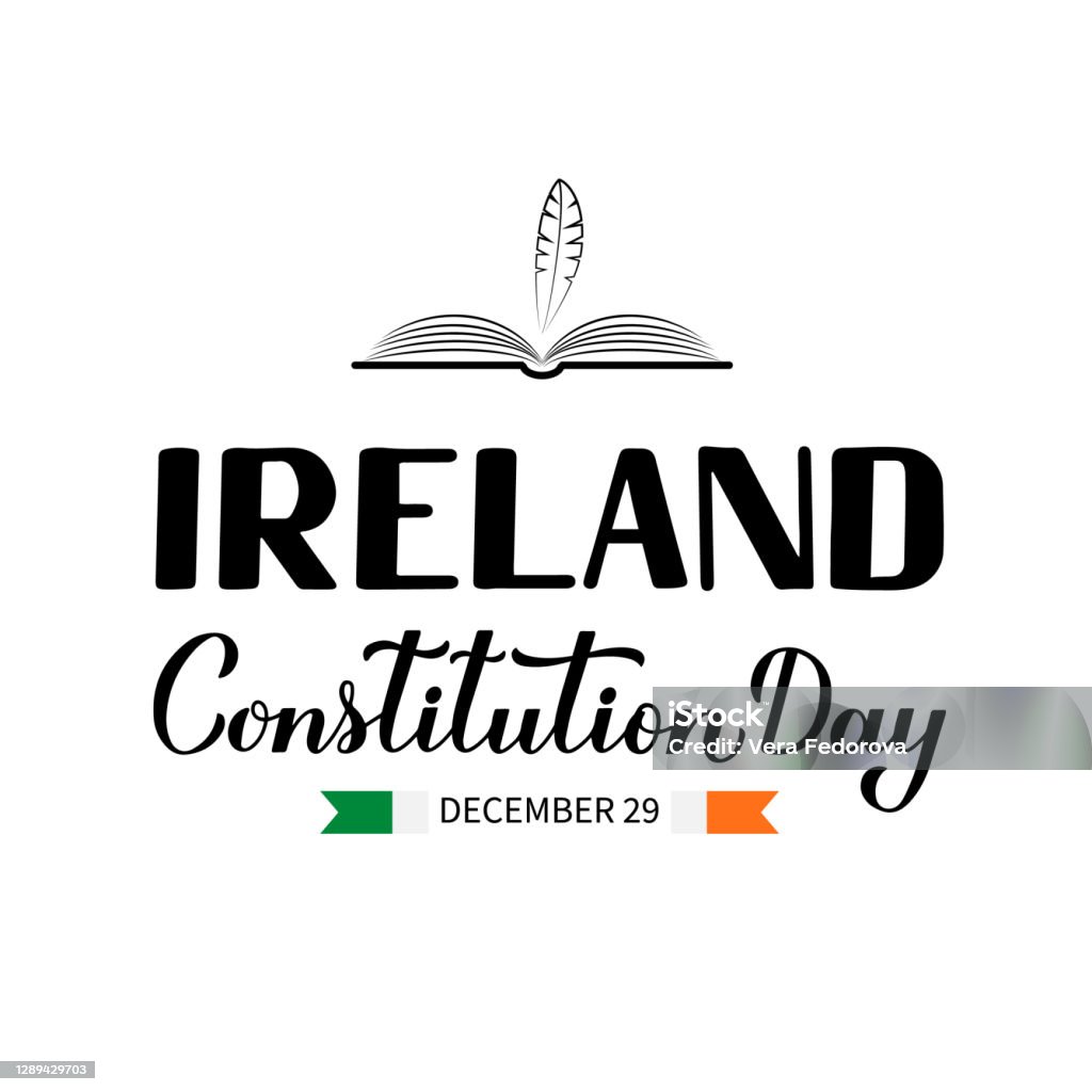 Irland Verfassung Tag Kalligraphie Hand Schriftzug Isoliert Auf Weiß