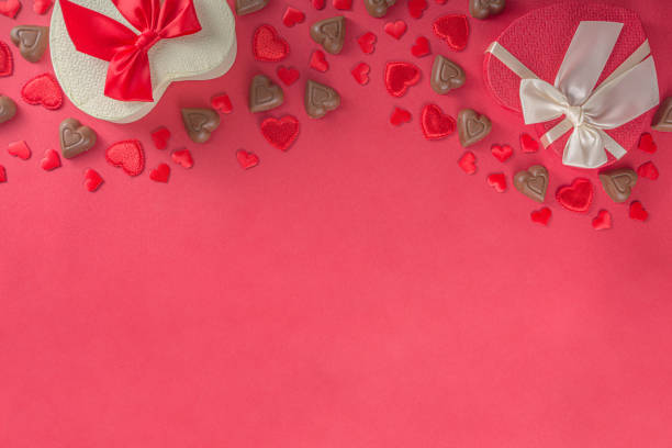 istock Red and chocolate hearts background 1289429871