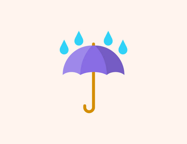 illustrazioni stock, clip art, cartoni animati e icone di tendenza di ombrello con icona vettoriale rain drops. ombrello isolato simbolo di colore piatto - vettore - umbrella