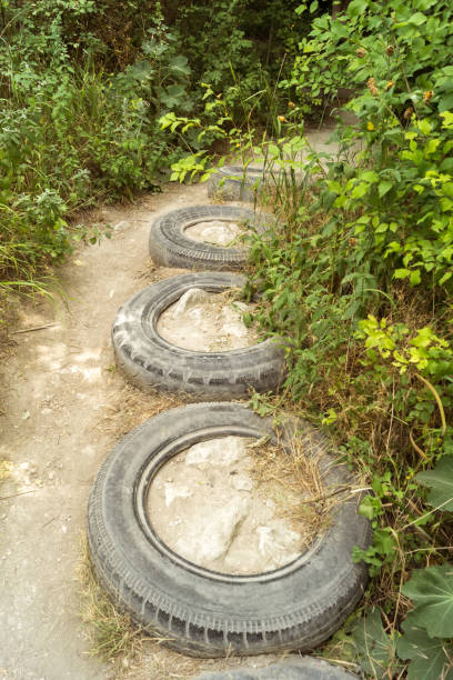 istock The path laid out of old tires 1289431355