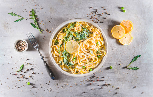 istock Pasta with a sour cream lemon and herbs 1289439606