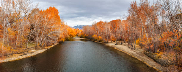 fleuve de boise dans la couleur d’automne - pocatello photos et images de collection