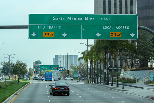 Los Angeles - USA - 03,14,2014: Los Angeles city roads and Constellation road in USA