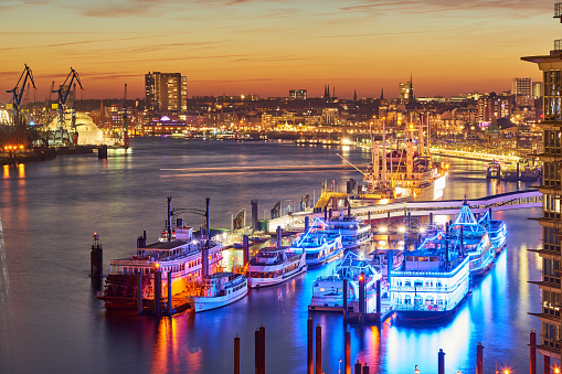View over the Hamburg harbour, germany