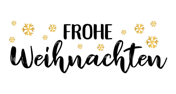 frohe weihnachten almanca logo veya başlık olarak alıntı. tercüme merry christmas. poster, kart, davetiye için kutlama yazısı. - weihnachten stock illustrations