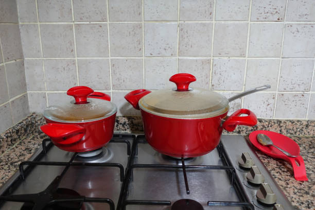 istock Food is being cooked in red pots 1289449841
