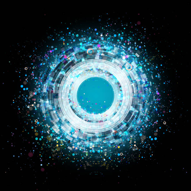 Technology concept, shiny lights explosion, abstract futuristic background