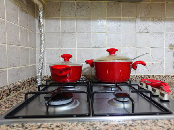 istock Food is being cooked in red pots 1289449872