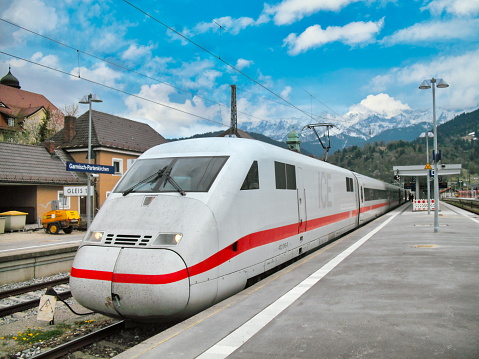 An ICE-2 high speed train at the Garmisch-Partenkirchen train station, Garmisch-Partenkirchen