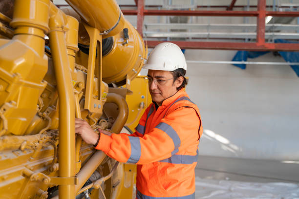 istock Engineer examining the machines in the factory where he works 1289454734