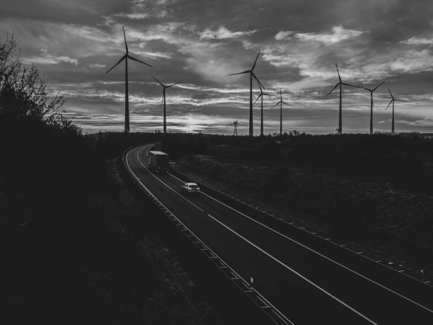istock Highway Scene in Black and White at Sunset 1289454987