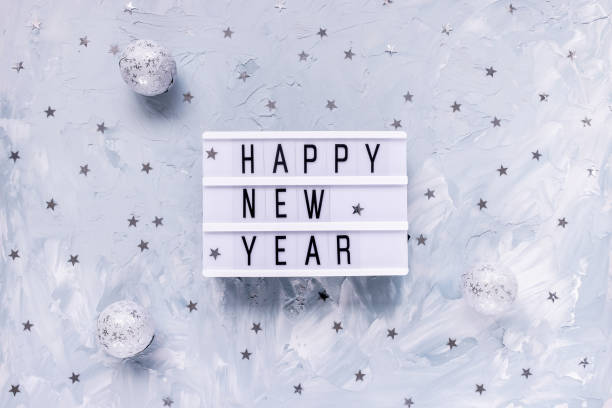 istock Words HAPPY NEW YEAR on blue background 1289455839