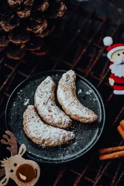 Traditional German Christmas Cookies Called "Vanillekipferl"