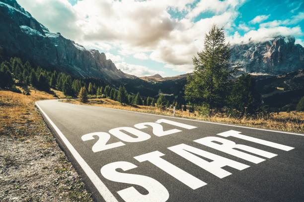 istock 2021 New Year road trip travel and future vision concept . 1289456887